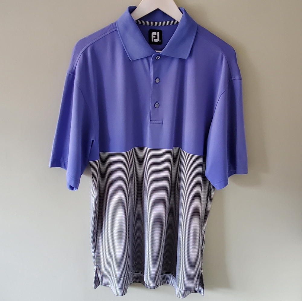 FootJoy M Performance Wear Relaxed Fit Stripes Activewear Tennis Prep Golf Polo